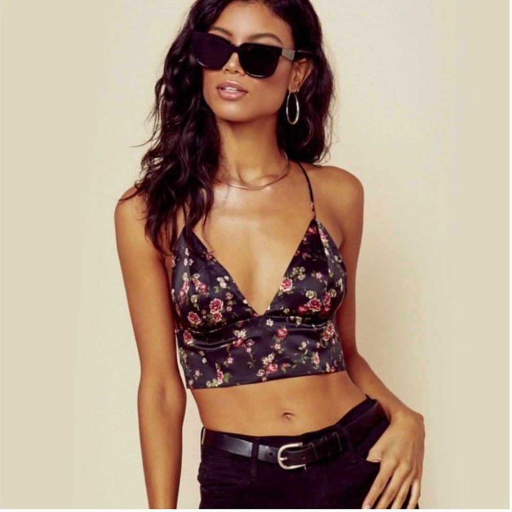 Cami NYC 100% Silk Mila Dark Rose Floral Bralette